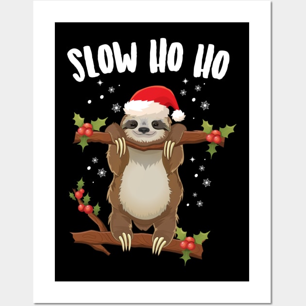 Slow Ho Ho Christmas Sloth Wall Art by Eugenex